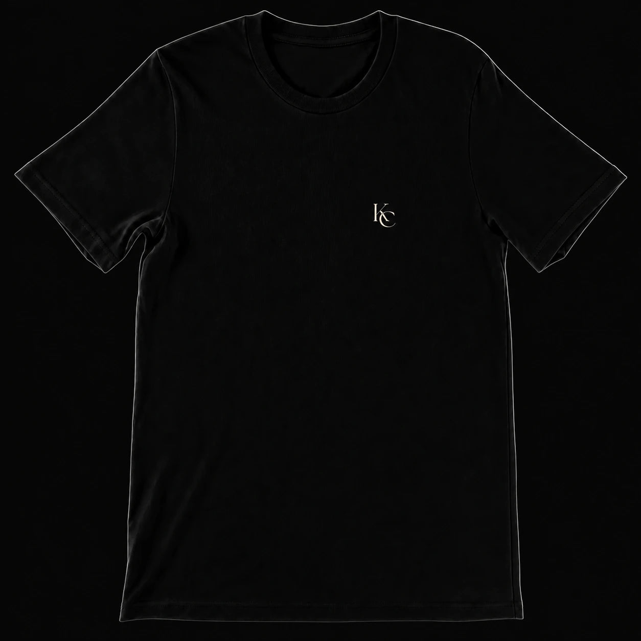Premium black T-shirt front with KC left-chest logo #color_black