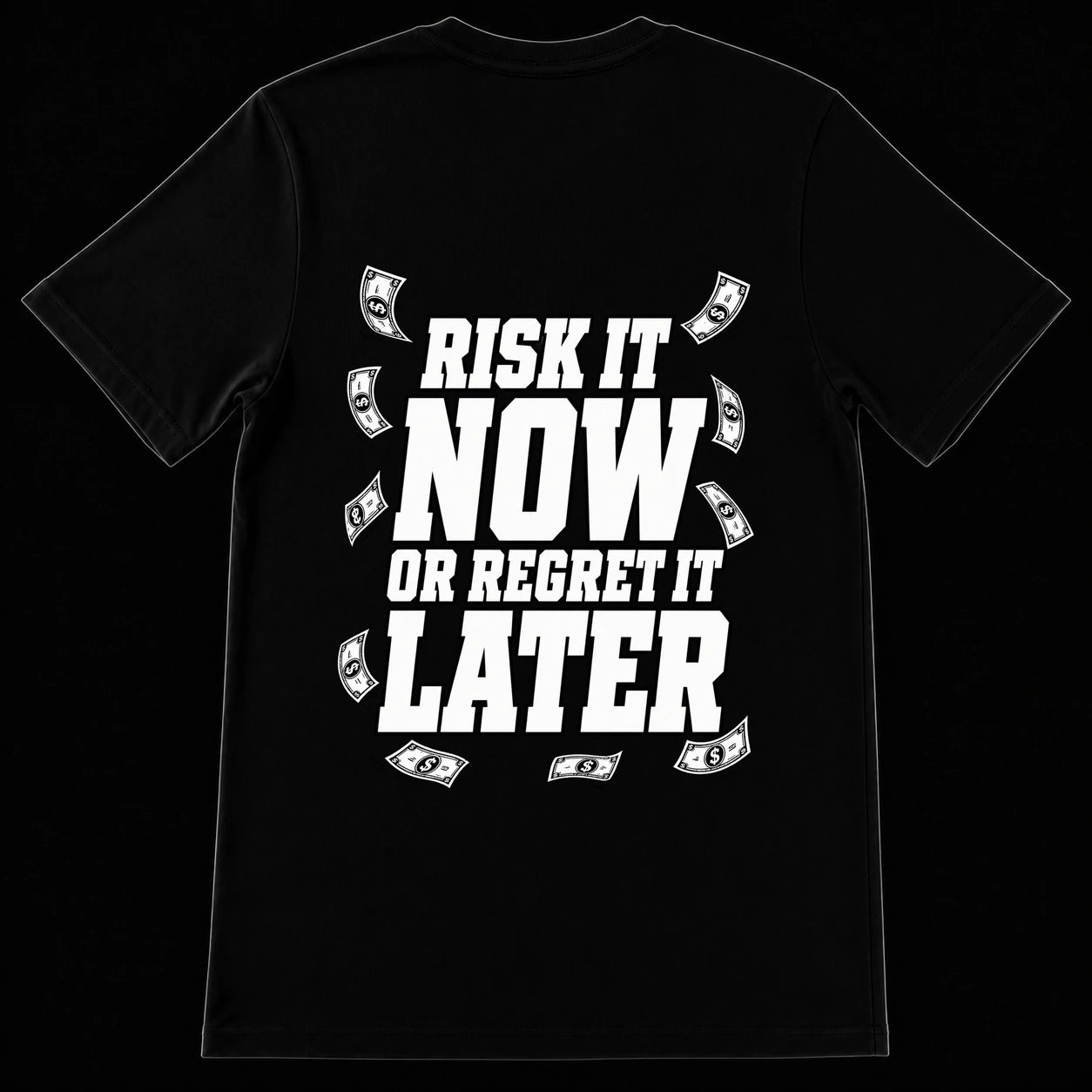 Risk It Now black T-shirt back view
